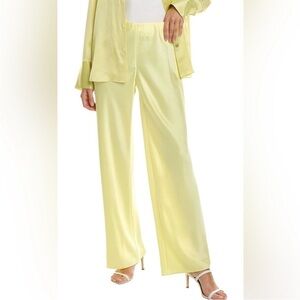 Vince Light Yellow Wide Leg Satin Pants